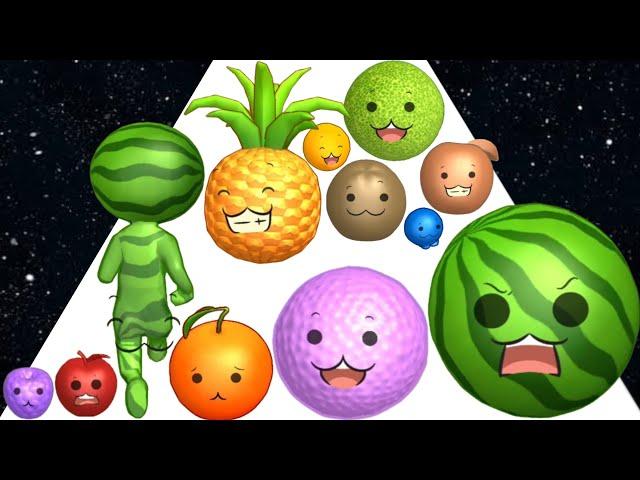 WATERMELON RUN 3D - ASMR Gameplay (Fruits Evolution, Level Up Merge Suika Balls 2048)