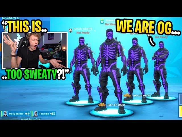 We accidentally joined a SCRIM game with only PURPLE SKULL TROOPERS... (super sweaty)