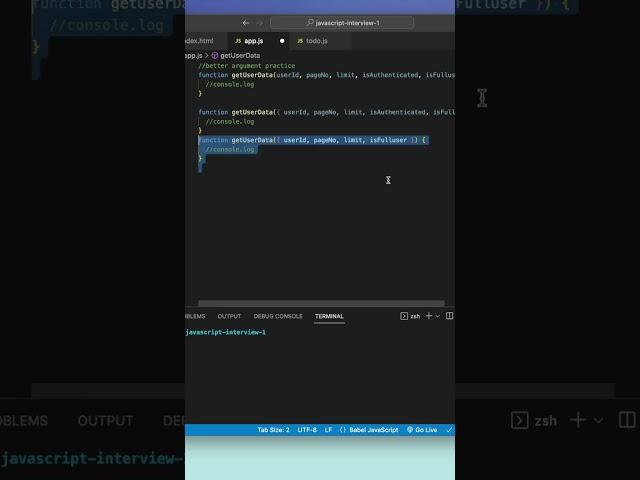 Better practice for function argument #shorts #javascript #codinglife