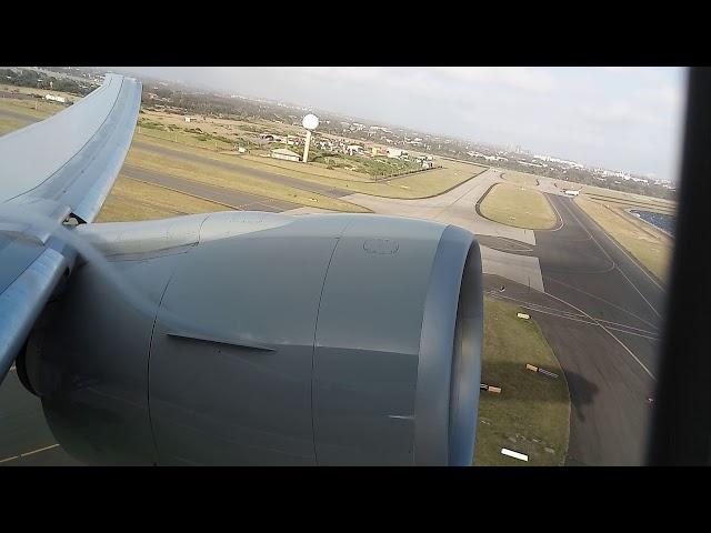 Sydney to Doha, Qatar 777-300 ER, Windy Takeoff, December 2018