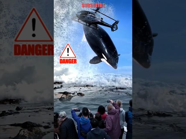 HUGE ORCA WHALE CRASHES HELICOPTER #whale #amazing