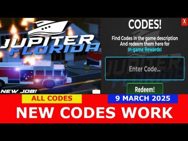 *NEW CODES* [REVAMP!]  Jupiter Florida BETA CARS ROBLOX | ALL CODES | MARCH 9, 2025