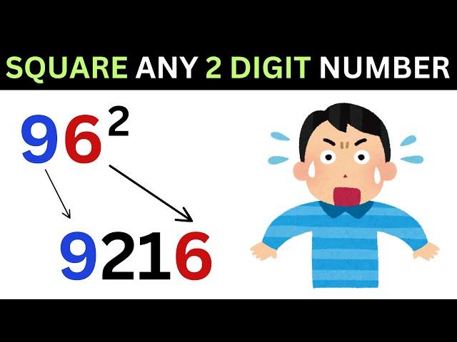 Square any 2 digit number in 3 seconds I Crazy Math Trick