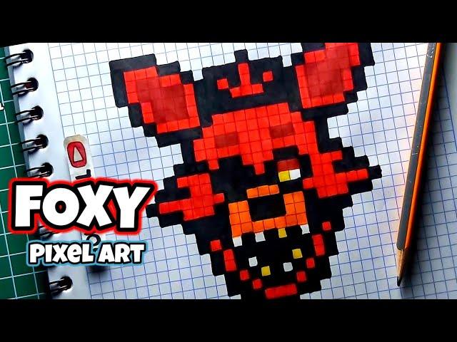 Como Dibujar A FOXy | PASO A PASO FACIL ( pixel art ) | how to draw foxy | FNAF Tutorial