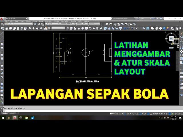 Lapangan sepak bola di Autocad | ukuran lapangan sepak bola