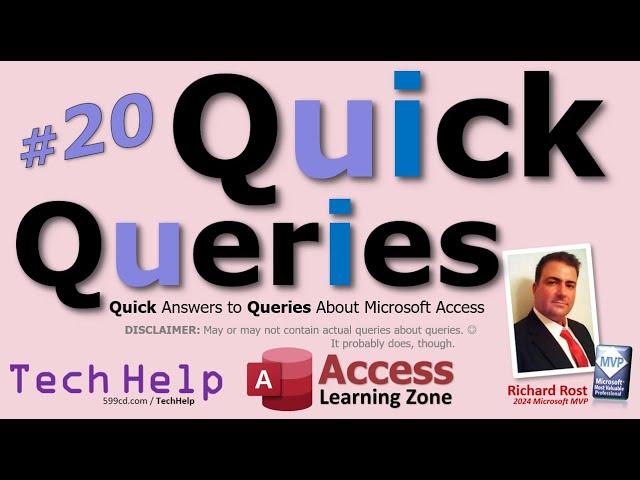 Microsoft Access Quick Queries #20: Avoiding Lookup Fields, Dlookup, and Database Maintenance Tips