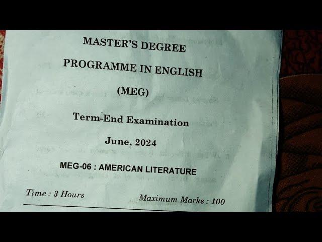 MEG 06 || American Literature || June 2024 Question Paper || Term End examination