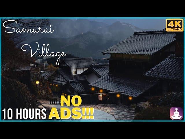 SAMURAI VILLAGE - 10 HOURS - HANS ZIMMER - JAPANESE MUSIC RAIN MEDITATION - ASMR - 4K -