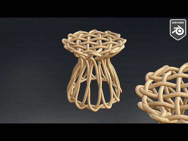 Blender Tutorial - How to Model a Wicker Cylinder Stool with Curve Knots