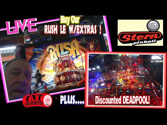 See Stern RUSH LE and DEADPOOL Pinball Machines on sale-Plus Bally EIGHT BALL CHAMP Pinball & more!