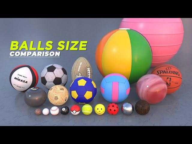 Balls Size Comparison | Sport balls size comparison in 3D