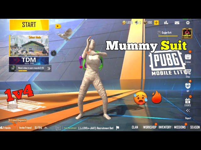 PLAYiNG WiTH MUMMY SUiT  1v4 FULL GAMEPLAY - PUBG MOBILE LITE BGMI LITE