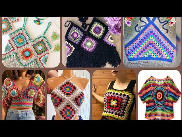 summer crochet  croptop/Granny square crop top/ colorful crochet festival croptop,crop top