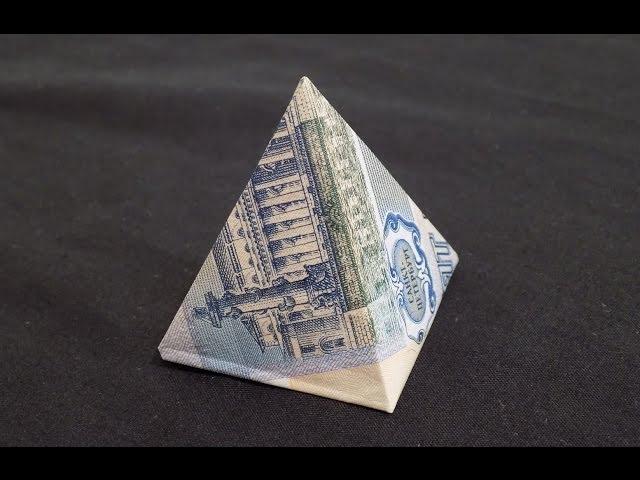 a pyramid of money. origami pyramid