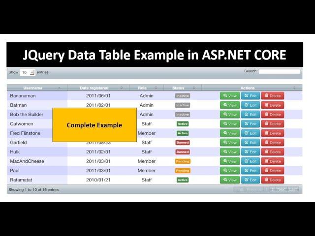 JQuery DataTable in ASP.NET CORE | Complete Example