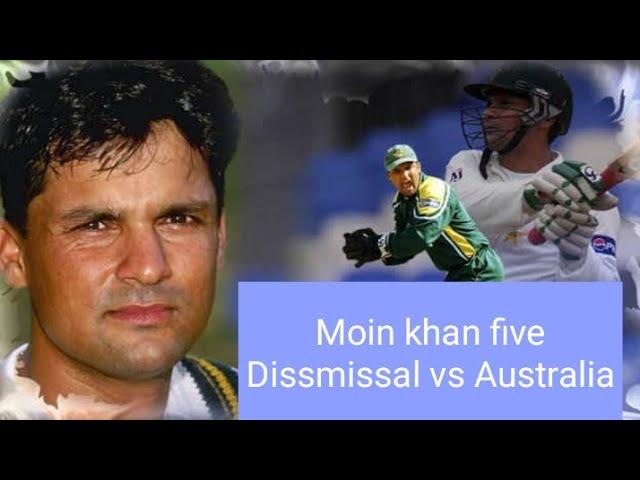 MOIN Khan's five dismissals (three catches and two stumps) in single inng vs Australia