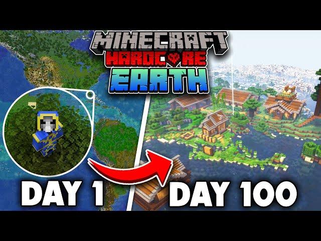 I Survived 100 Days on PLANET EARTH in Minecraft