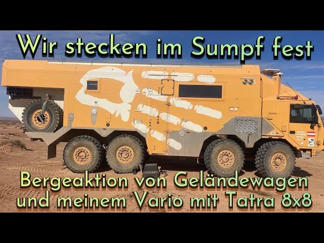 Wir stecken im Sumpf fest / Bergeaktion von Geländewagen und meinem Vario mit Tatra 8x8