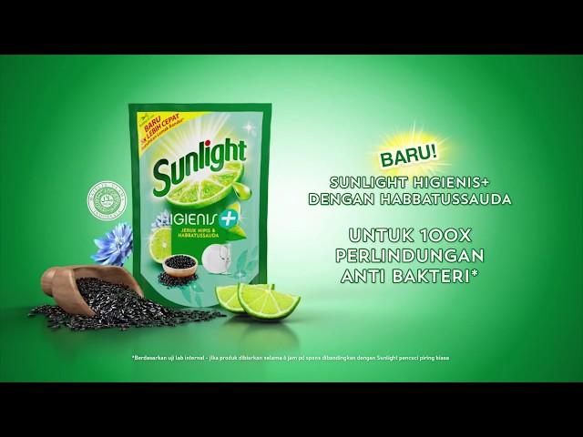 Baru! Sunlight Higienis+ Dengan Habbatussauda. Untuk 100x Perlindungan Anti Bakteri!