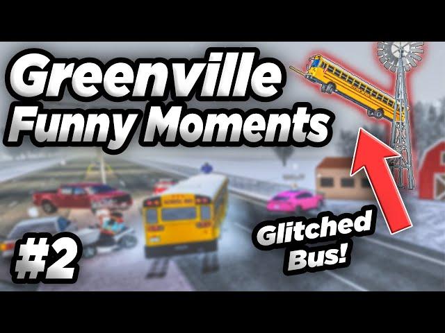 FLYING BUS CRASHES AND GETS GLITCHED! - Greenville Funny Moments #2 | ROBLOX - Greenville Revamp