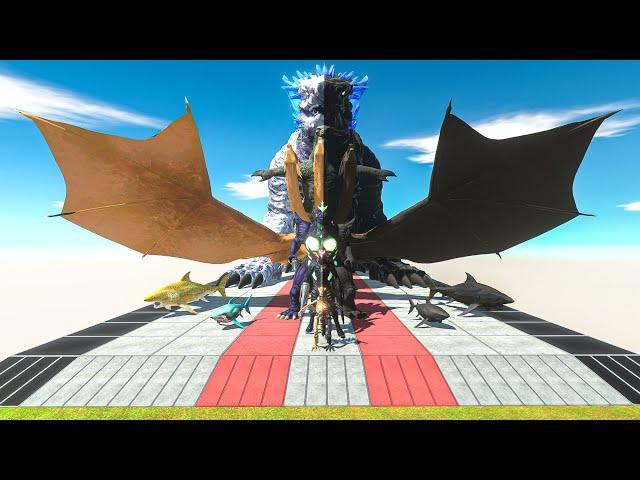 King Ghidorah Godzilla Shimo Megalodon vs Dark Itself - Animal Revolt Battle Simulator