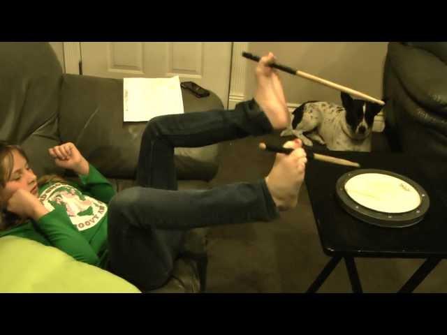 Haley's amazing talent,  playing drums with her feet