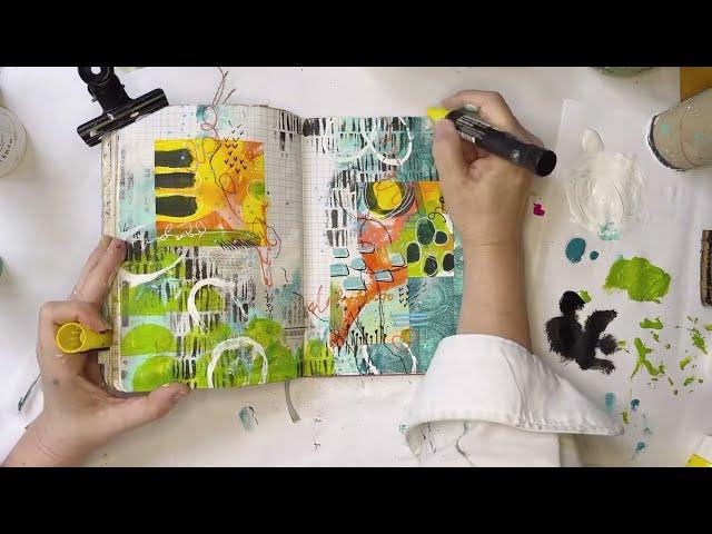 Creating a vibrant art journal page—Journal with me process video