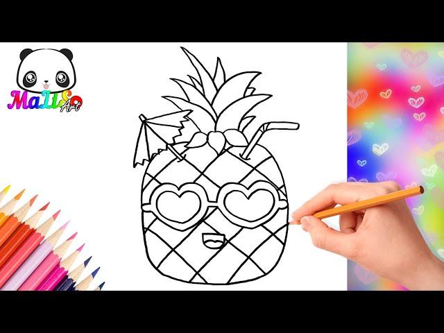 Как нарисовать АНАНАС в очках | Летний рисунок | Идеи для рисования | How to draw a Pineapple