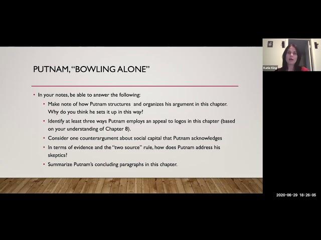 WebTeach: ENGL 103--Putnam, "Reciprocity, Honesty, and Trust"