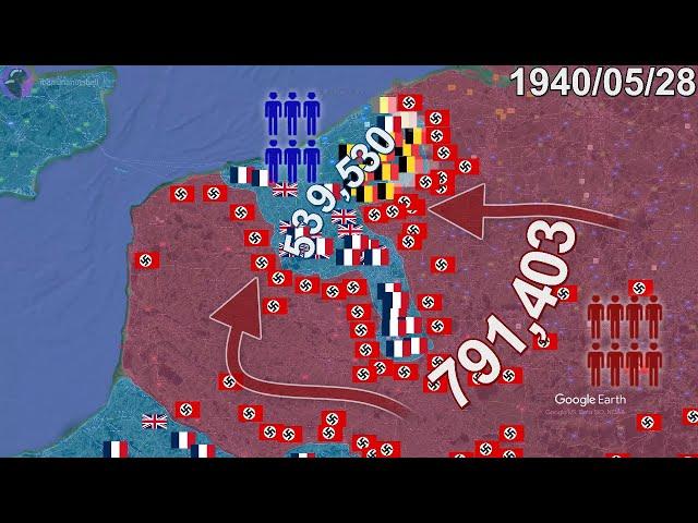 Battle of Dunkirk in 1 minute using Google Earth