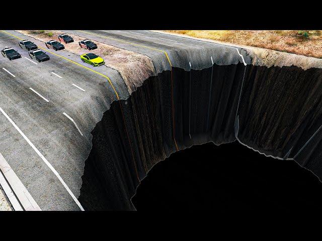 Cars vs Giant Pit - Police Chase - BeamNG.Drive | Beamng Jons