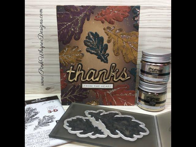 Tim Holtz 3D Oak Leaf Card w/ Distress Sparkle Glitter