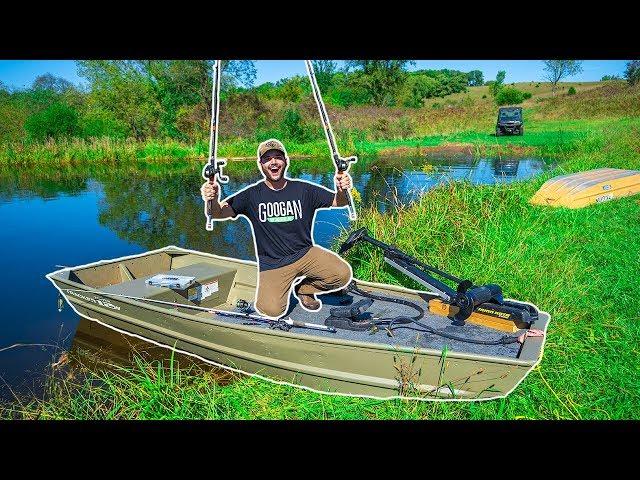 My First Time Fishing on a BOAT in My BACKYARD POND!!!