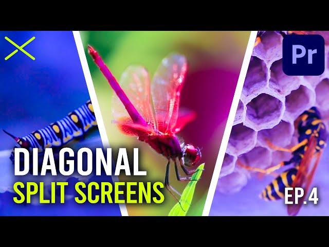 Create DIAGONAL SPLIT SCREENS in Premiere Pro CC | with borders and animations