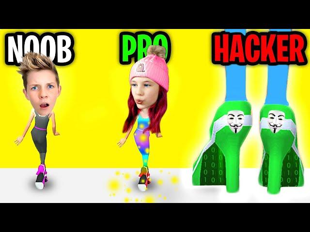 Can We Go NOOB vs PRO vs HACKER In HIGH HEELS APP!? Prezley & Miss Charli