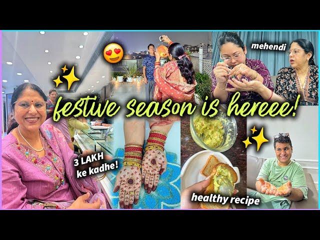 buying 3LAKH ke kangan for mummy🩷 karwachauth mehendi design & self care vlog | ThatQuirkyMiss