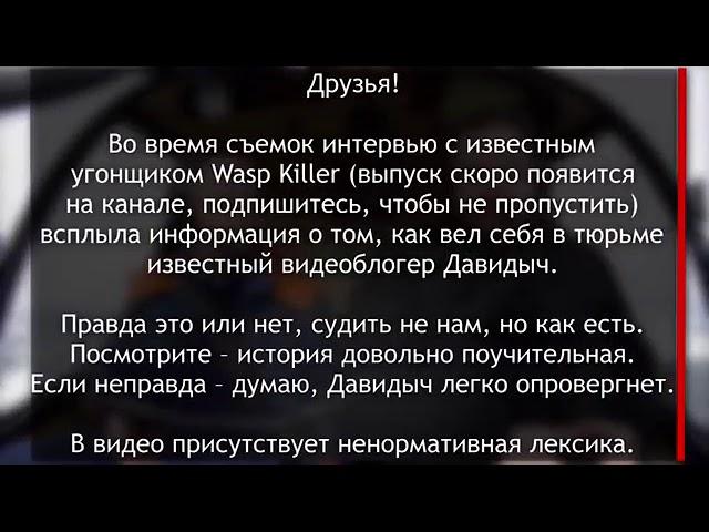 Давидыч кем он был тюрьме интервью с угонщиком Wasp Killer ( удаленное видео)