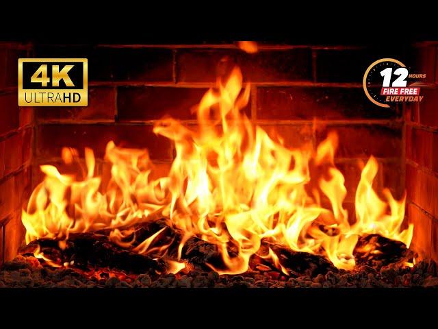  Beautiful Fireplace 4K with Natural Crackling Logs is burning in your house. Fire Burning Ambience