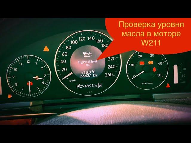 Показываю как проверить уровень масла в моторе на Мерседес W211