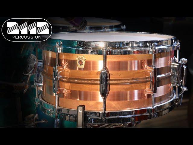 2112 Percussion Exclusive! Ludwig Raw Striped Copperphonic 6.5x14 w/ Die-Cast Hoops LC663S