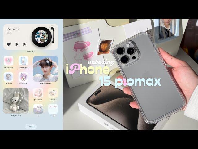 iPhone 15 promax unboxing (natural titanium) what's on my phone,accessories ,camera test, mini vlog