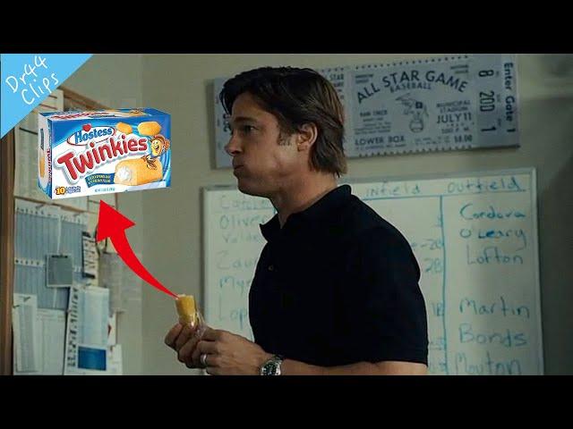 Brad Pitt Eating scenes in Movie - Moneyball (2011)