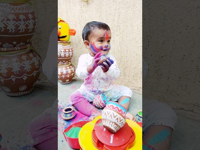 Advika's 1st holi Holi festival baby videoshoot|Happy holi #shorts #viral #youtubeshorts #trending