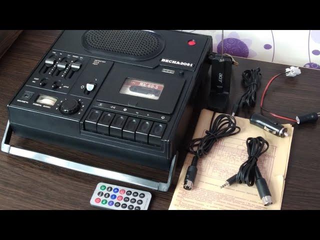 Магнитофон ВЕСНА-205-1 upgrade с FM радио, AUX, Bluetooth, USB, пультом ДУ