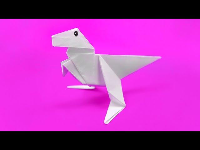 Tyrannosaurus dinosaur from A4 paper - origami without glue and without scissors