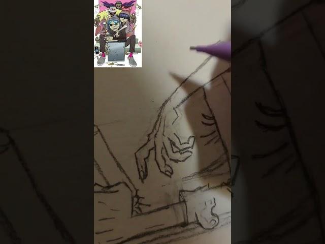 working on a drawing idk #gorillaz #demondays #whitelight