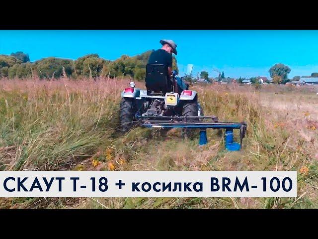 Трактор СКАУТ T-18 косит сено | Работа сенокосилки BRM-100