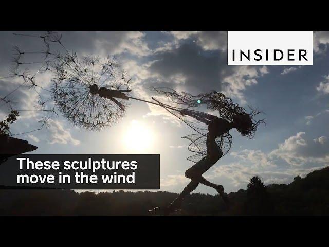 These giant fairy sculptures move with the wind.