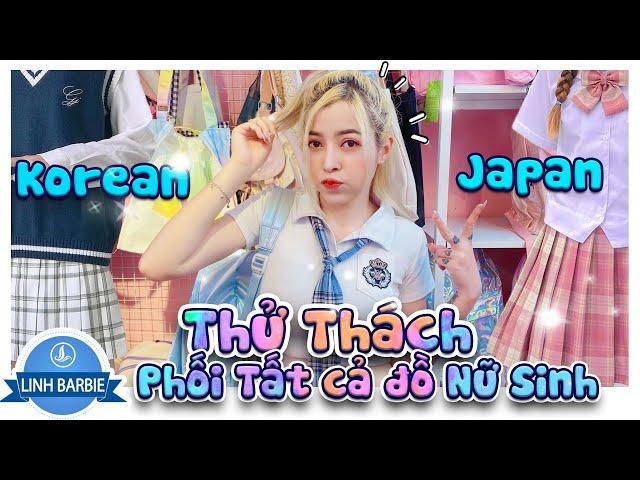 Thử Thách Phối Tất Cả Đồ Phong Cách Nữ Sinh I Linh Barbie Vlog