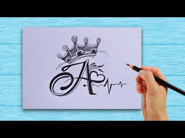 how to draw a beautiful A️ letter with pencil || simple drawing video